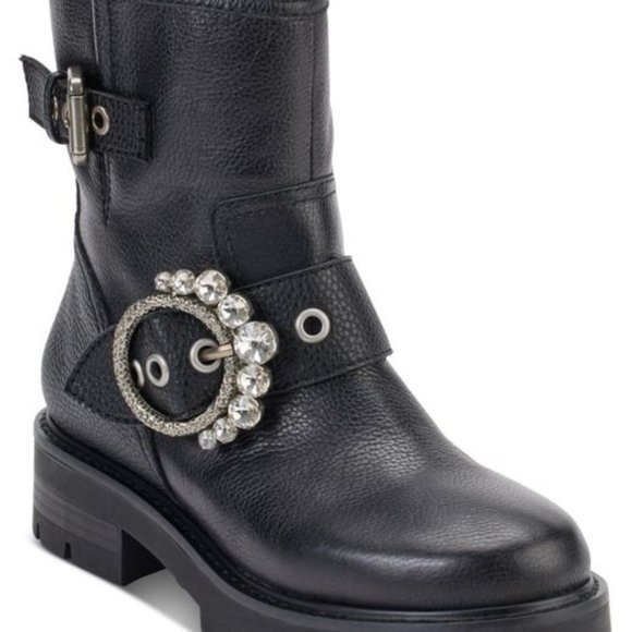 Authentic Karl Lagerfeld Black Moto Boots 6 - Picture 2 of 5